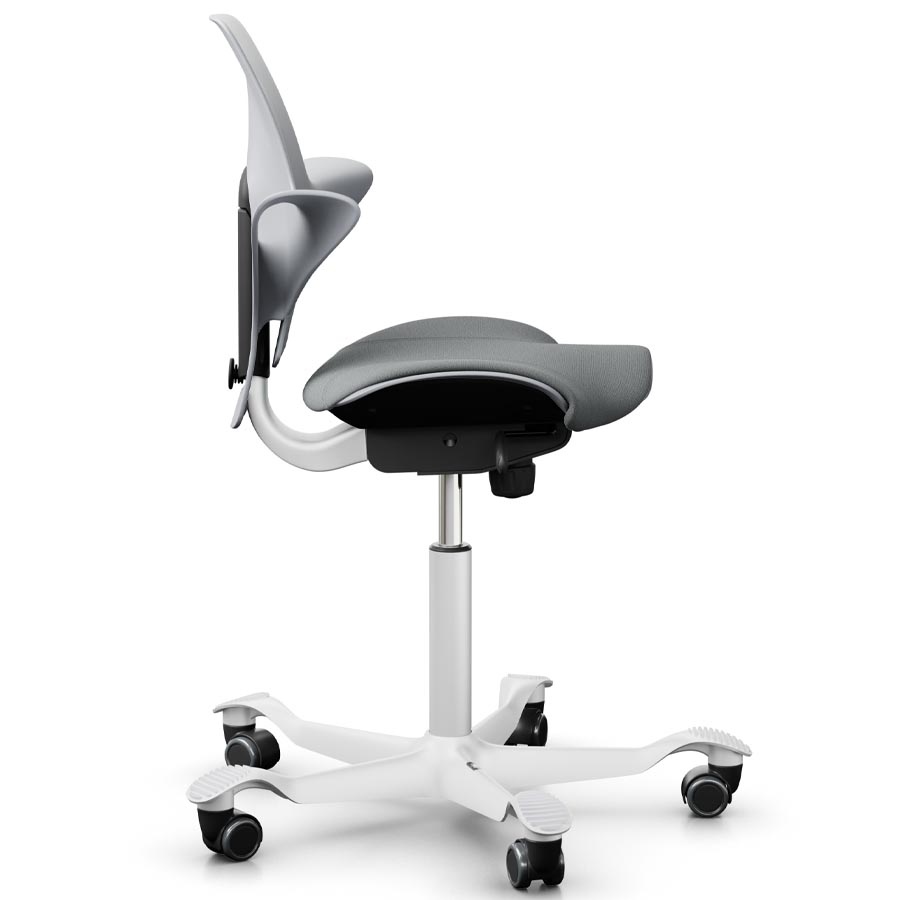 HAG CAPISCO PULS 8020 hellgrau mit Stoff Select hellgrau - Gestell weiß - Seitenansicht