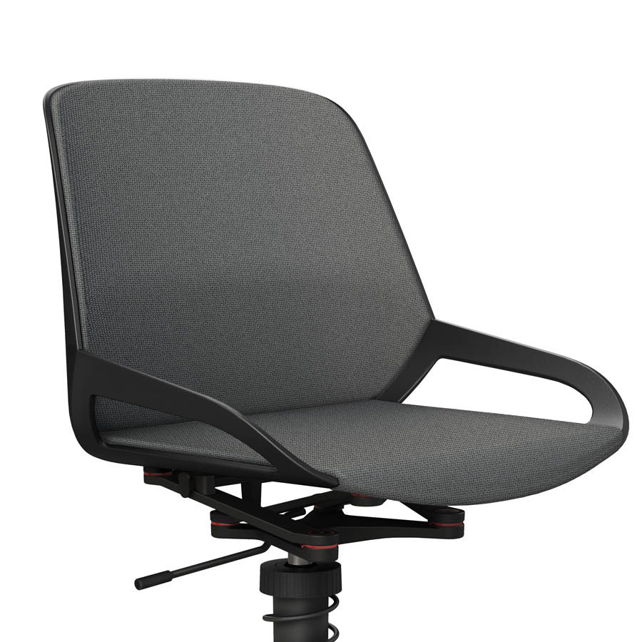 Aeris Numo Task mit Federbein schwarz - Fußkreuz mit Rollen - Sitz- u. Rückenpolster Cura grau melange | Nahaufnahme