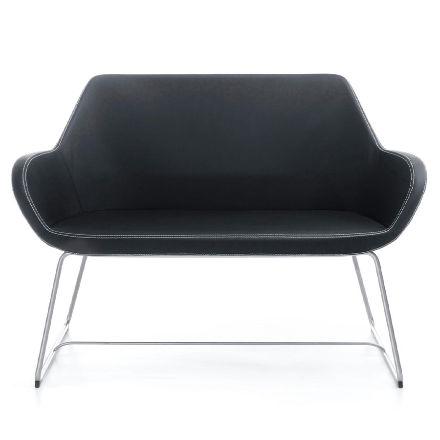 Profim Fan 20 V Sitzbank Leder Premium schwarz mit Kontrastnaht, Gestell MetallicPro