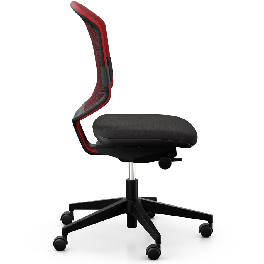 Giroflex 434-3019 rot mit Lordosepolster und Kunststoff-Fußkreuz - Seitenansicht