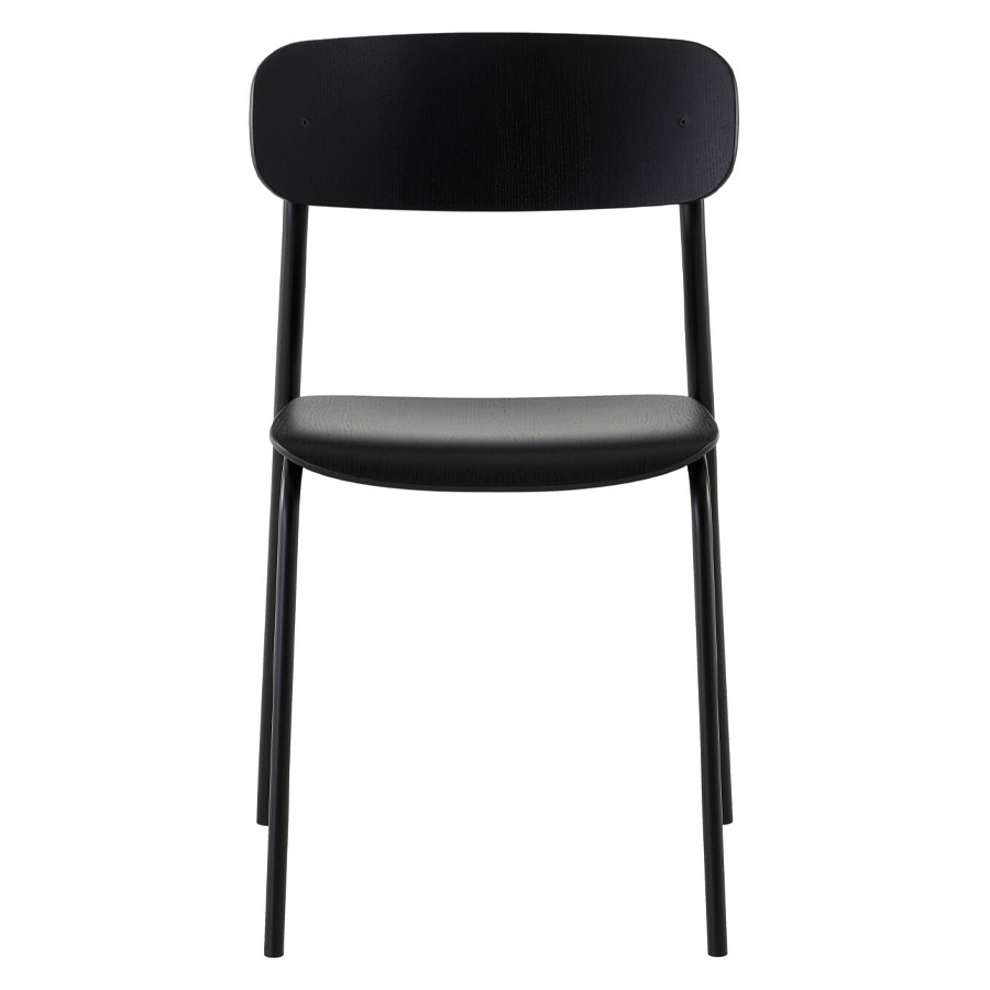 THONET S 243 Stahlrohrstuhl | Buche schwarz gebeizt | Gestell tiefschwarz | Frontansicht