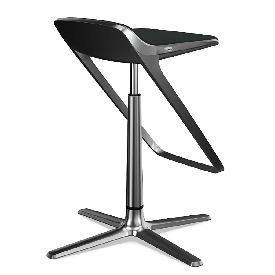 Interstuhl KINETICis5 710K Barhocker mit Fußraste Gestell silber Sitz schwarz - Rückansicht