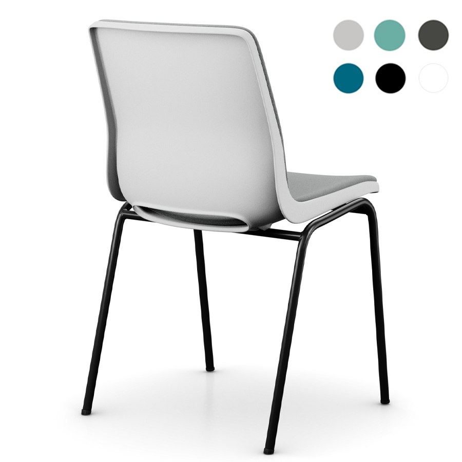 Profim Ana Sitz und Rücken gepolstert | Schale Misty grey | Gestell schwarz | Bezug Cura 60109