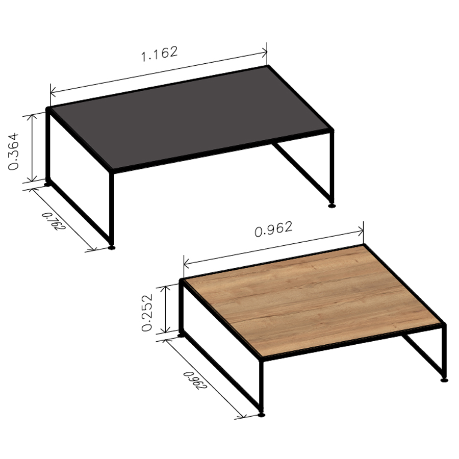 Bosse Solutions Couchtisch-Set | Abmessungen