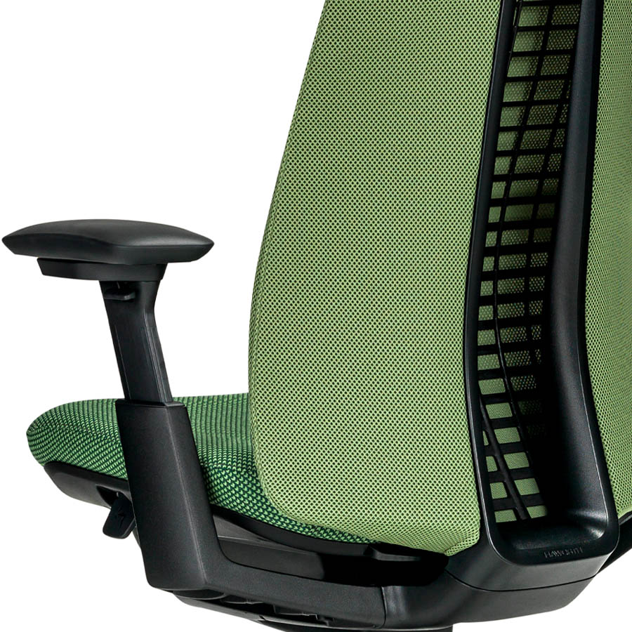 HAWORTH Fern Bürodrehstuhl grün mit Netzrücken - Detail Rücken