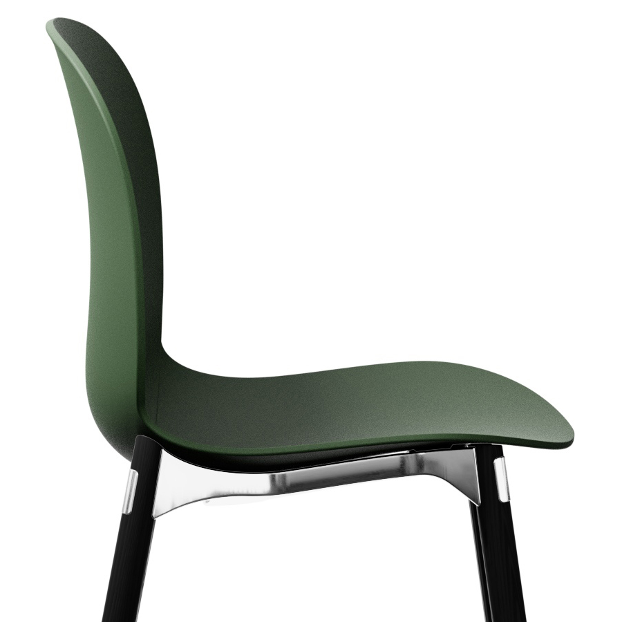 Profim Noor 6050 Sitzschale Forest, Gestell Aluminium poliert, Holzgestell Esche gebeizt schwarz