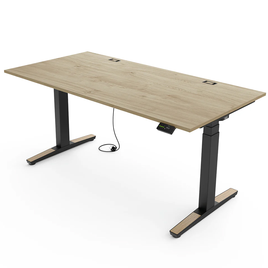 Yaasa Desk Expert Gestell schwarz, Tischplatte Eiche natur