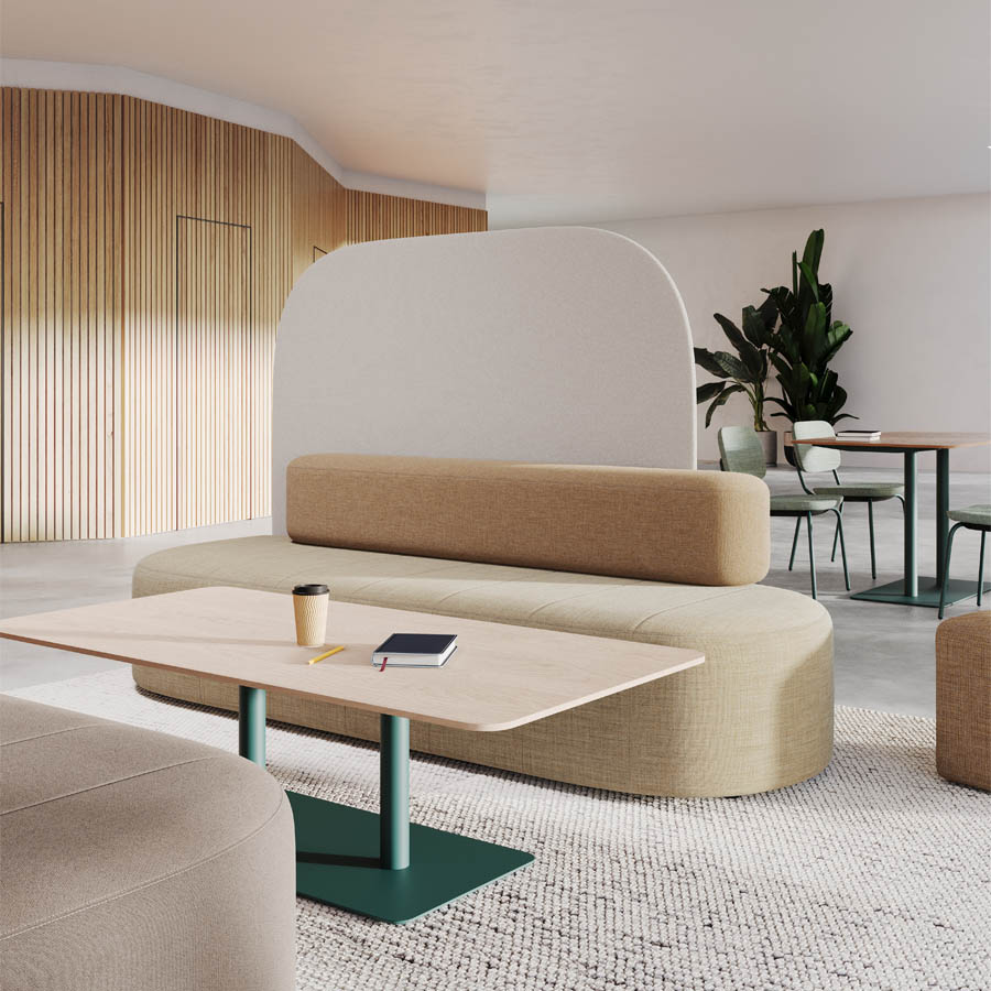 Profim Revo Couchtisch C150 - Platte Furnier Esche NA - Gestell RAL 6004 dunkelgrün