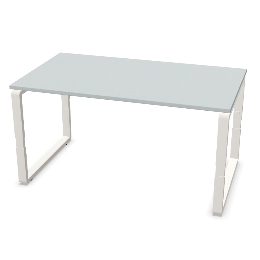 Palmberg Pensum mit Höheneinstellung "Easy Push" - Tischplatte perlgrau - Gestell weiß