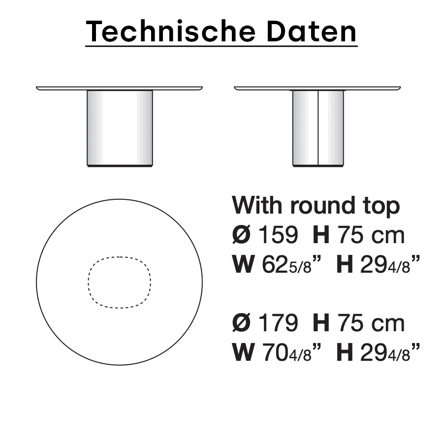 Kristalia Holo Pilaar - Esstisch - Technische Daten