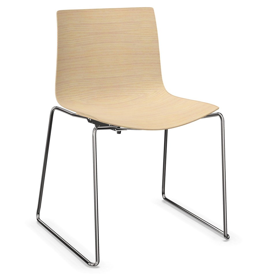 Arper CATIFA 46 0378 Eichenschale gebleicht mit Kufengestell verchromt