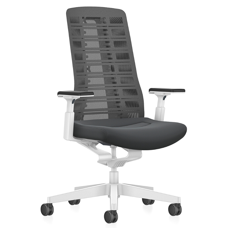 Interstuhl PUREis3 PU21C Bürostuhl mit Netzrücken weiß grau