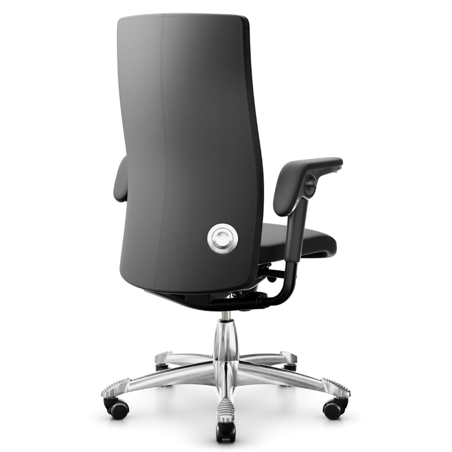 HAG Tribute 9021 Chefsessel schwarz Fußkreuz/Gestell poliert - Rückansicht