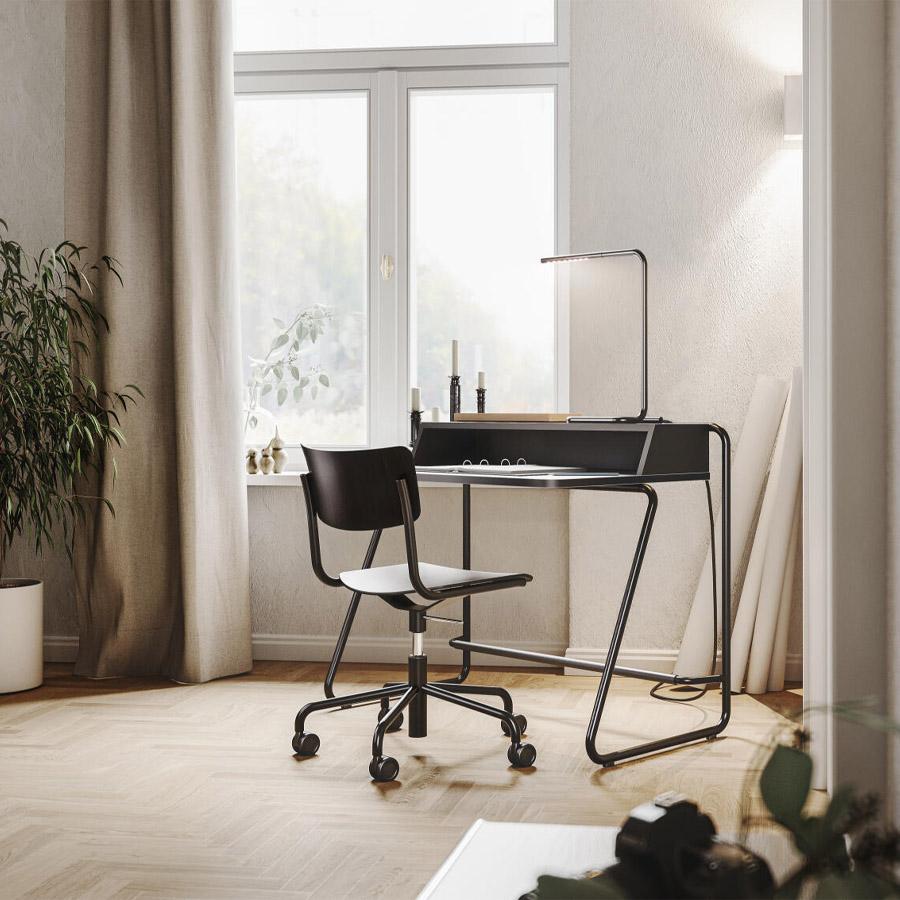THONET LED Tischleuchte LUM 50 chrom - Beispielbild