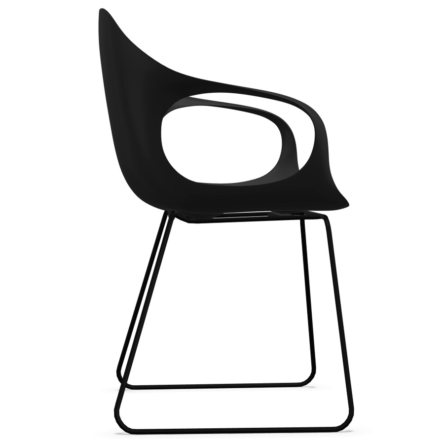 Kristalia Elephant Kufenstuhl Schale schwarz Kufe schwarz Seitenansicht