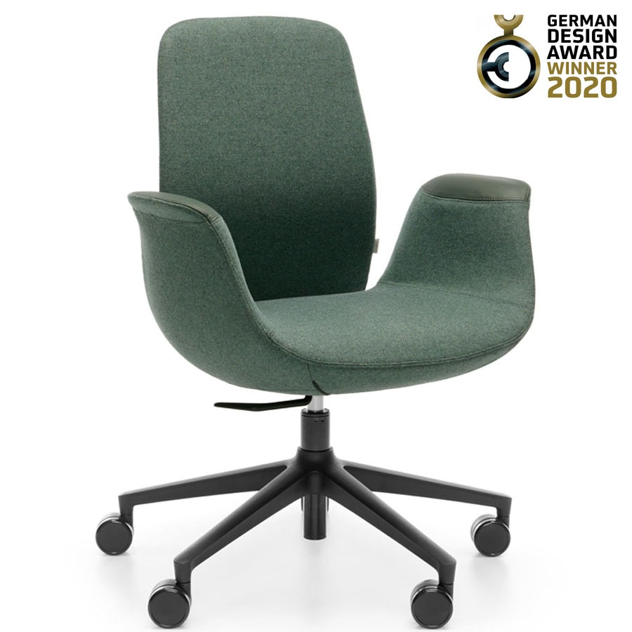 Profim ElliePro 20ST Bezug grün mit Armauflagen Leder - Fußkreuz schwarz