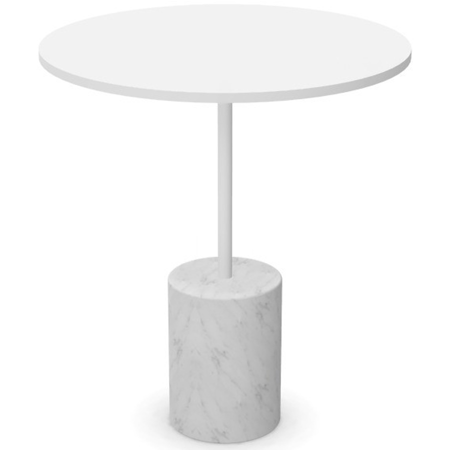 lapalma JEY Beistelltisch Fenix weiß mit runder Platte und Marmorfuß