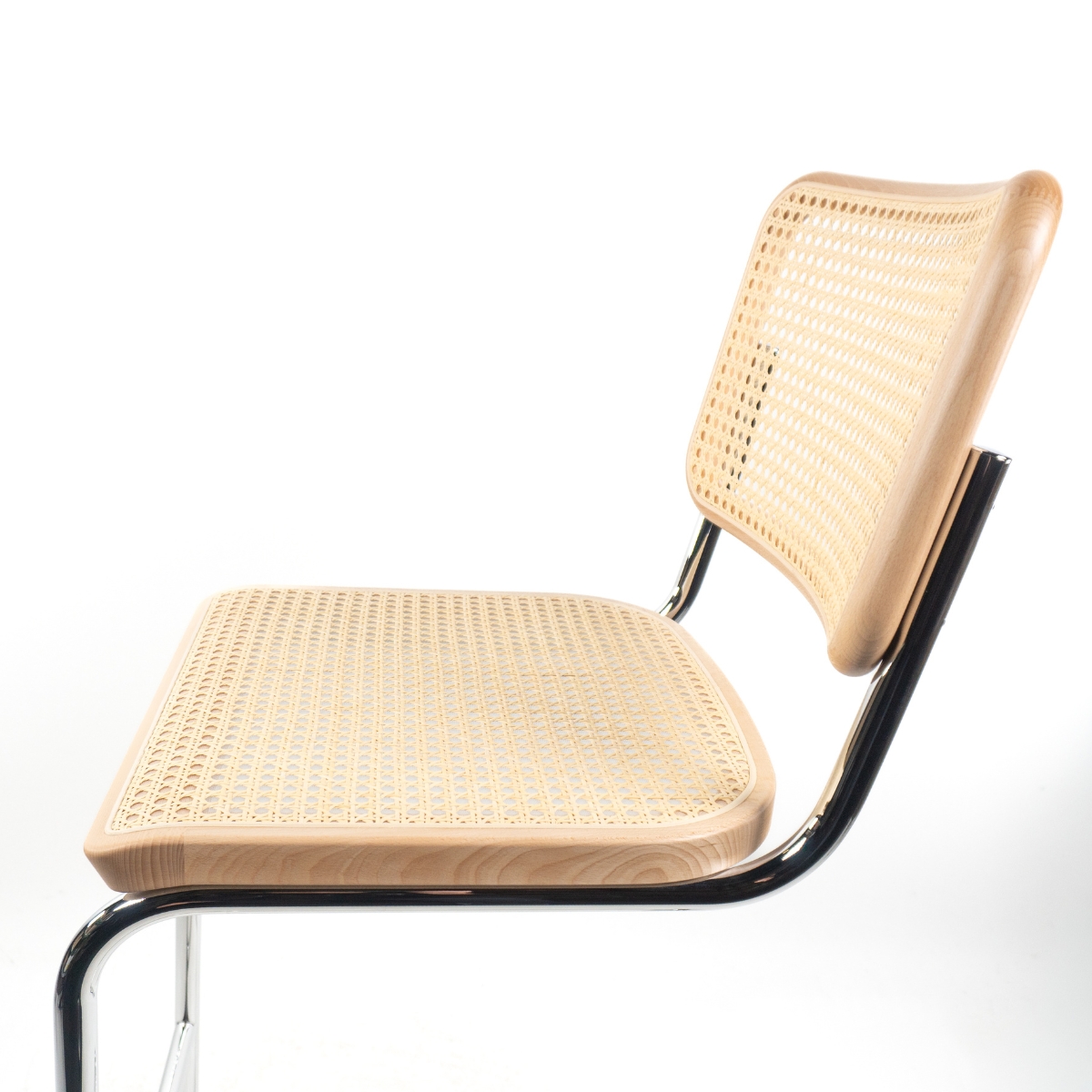 THONET S 32 VH Barhocker | Buche natur gebeizt | Rohrgeflecht-Sitz | Gestell verchromt