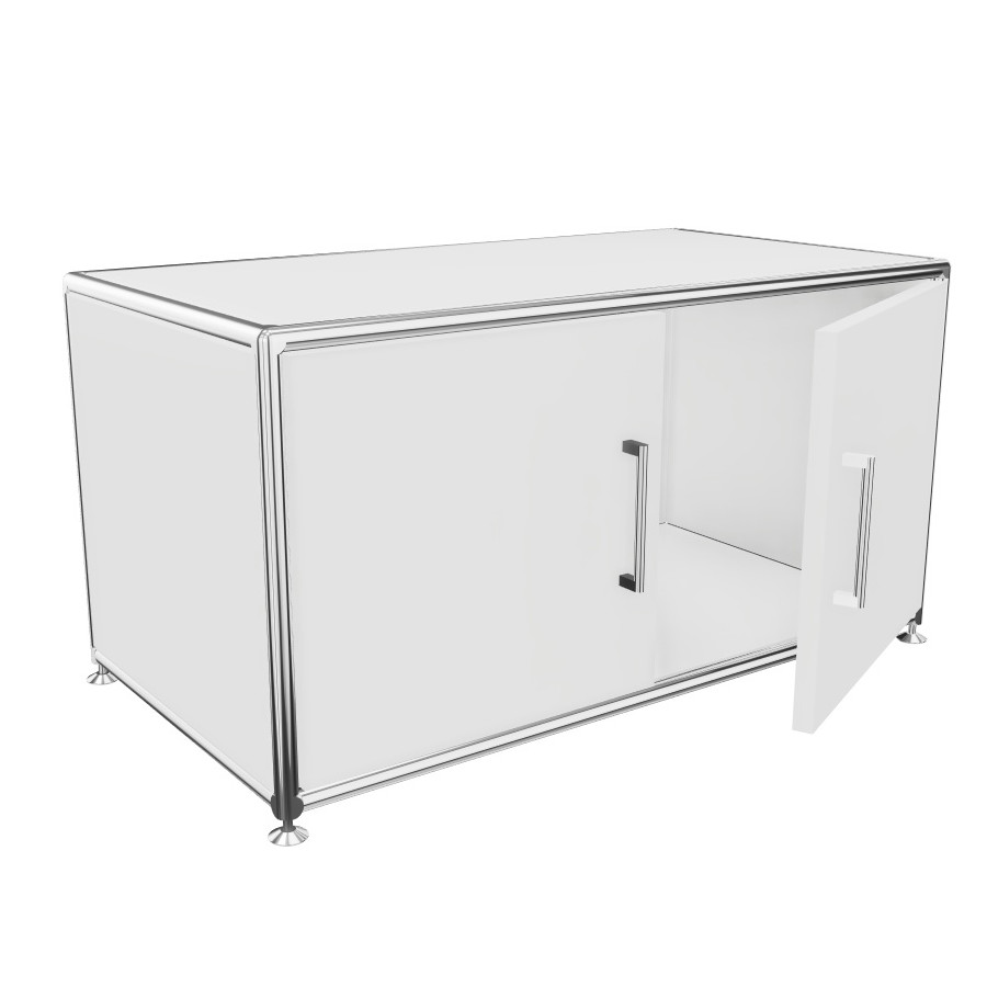 Bosse Lowboard 1 OH melamin weiß Breite 80 cm mit Türen offen