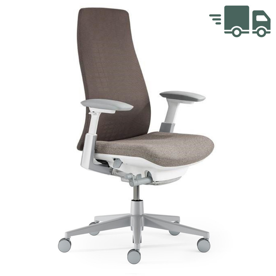 HAWORTH Fern Bürodrehstuhl brau mit Netzrücken Fußkreuz gepulvert Titanium