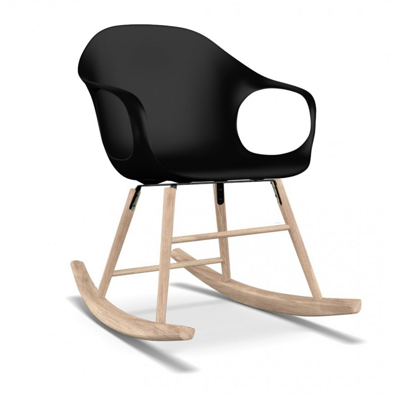 Kirstalia Elephant Schaukelstuhl schwarz mit Buchenholz