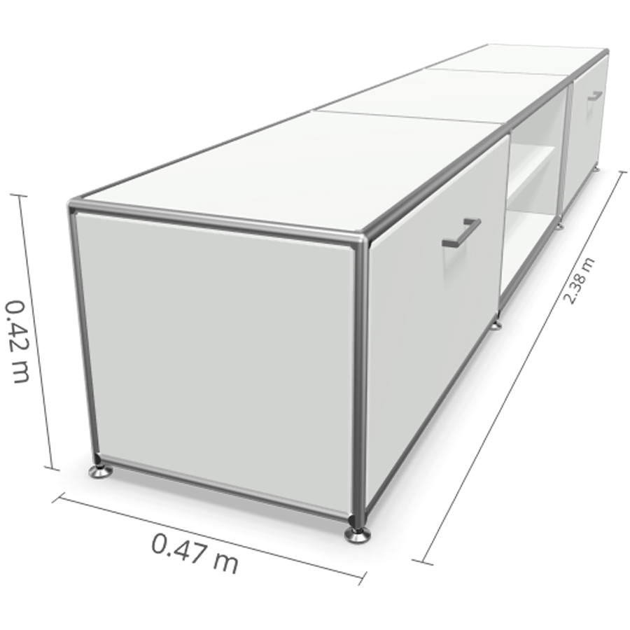 Bosse TV-Lowboard Chrom - Melamin weiß - Maße
