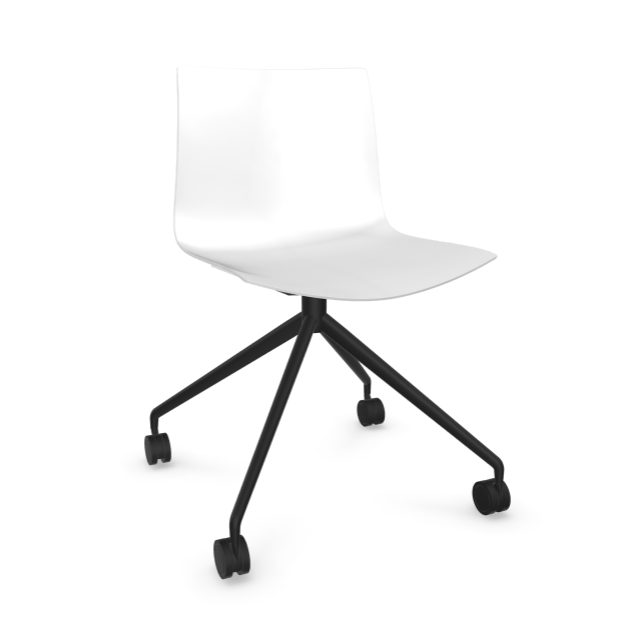 Arper Catifa 46 0369 einfarbig mit Drehgestell schwarz Schale weiß