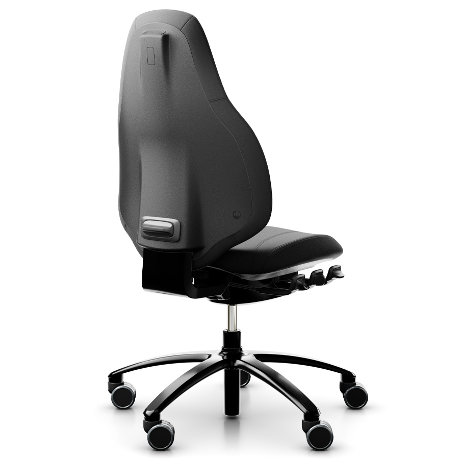 RH Mereo 220 mit hoher Rückenlehne - Leder schwarz - Rückansicht