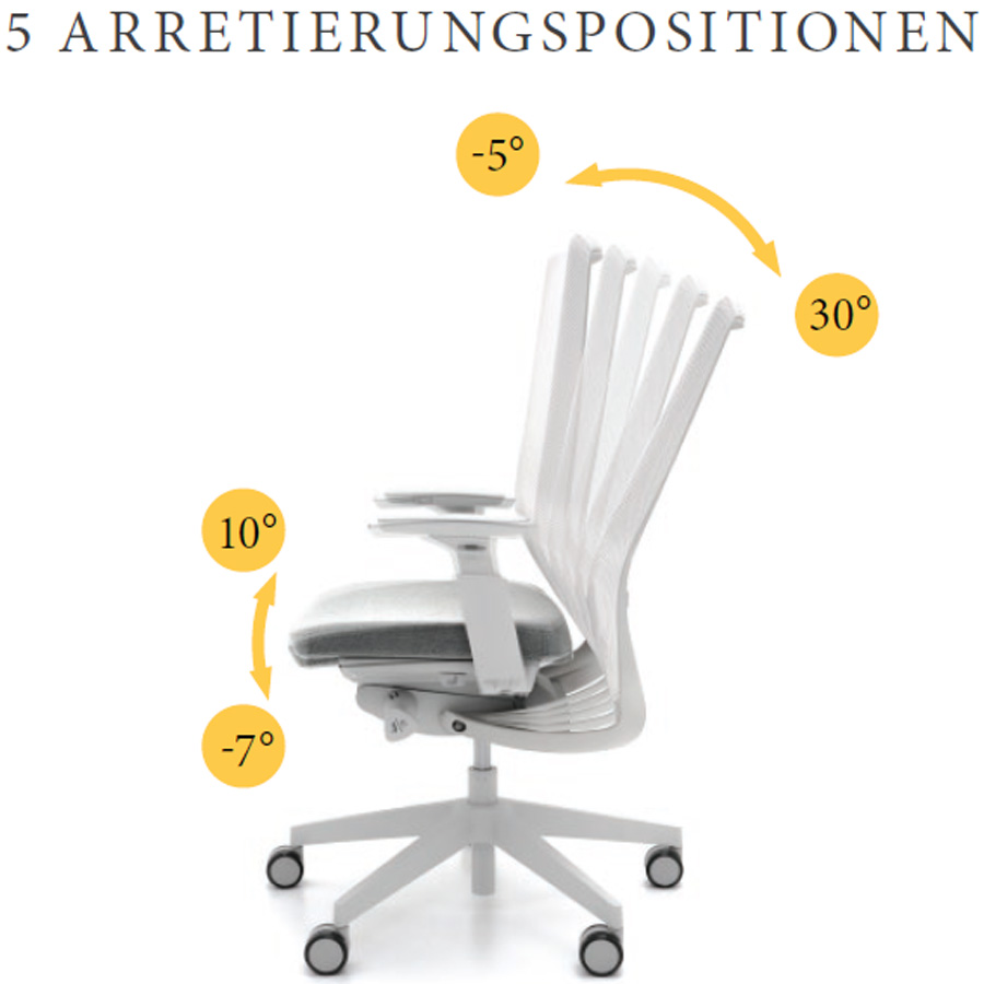 Arretierungspositionen Rückenlehne