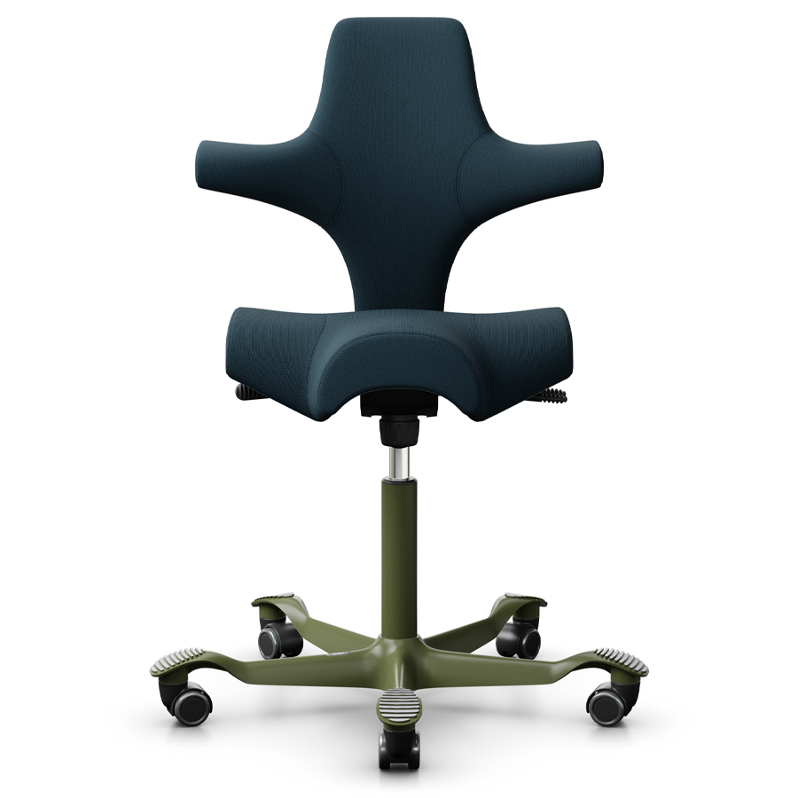 Abverkauf: HAG CAPISCO 8106 | Niedrige Gasfeder 150mm | Wollstoff Select dunkelblau | Gestell Moss