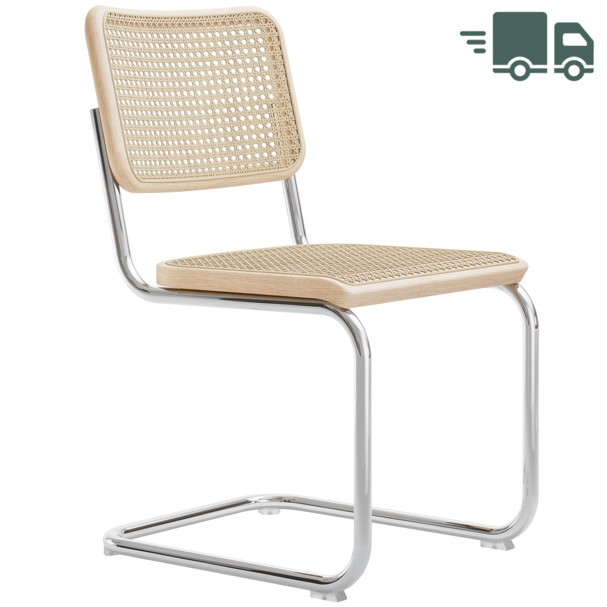 THONET S 32 V | Esche Pure Materials | Stahlrohr-Freischwinger | Gestell verchromt