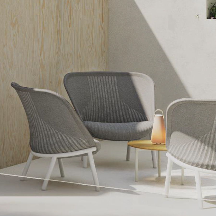 Haworth Cardigan Lounge | Strick grau | Gestell weiß