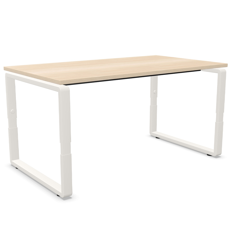 Palmberg Pensum mit Höheneinstellung "Easy Push" - Tischplatte Eiche Natur - Gestell weiß