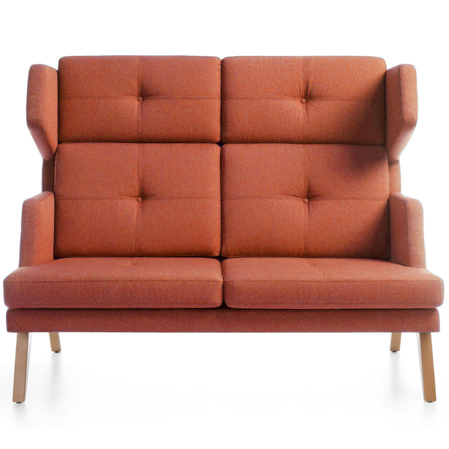 Profim October 2-Sitzer Sofa hohe Rückenlehne - Stoff Synergy LDS73 - Gestell Holz Buche