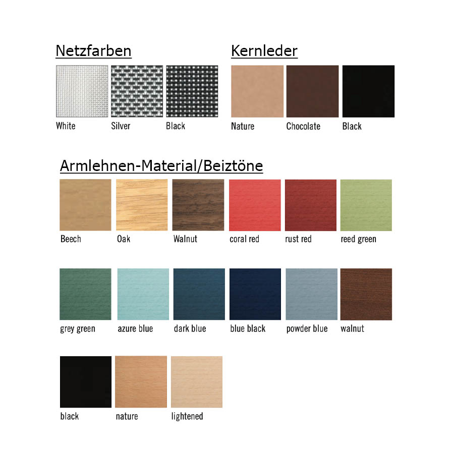 Übersicht Materialien/Farben - Freischwinger S 33 u. S34