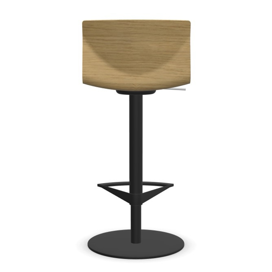 lapalma KAI Barhocker schwarz Sitzschale Eiche mit Lederkissen