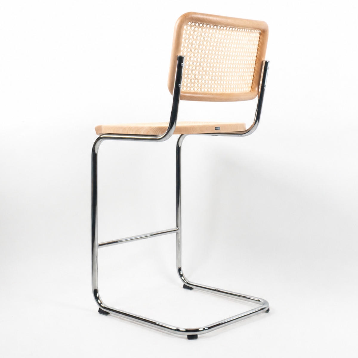 THONET S 32 VH Barhocker | Buche natur gebeizt | Rohrgeflecht-Sitz | Gestell verchromt