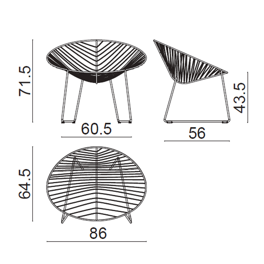 Abmessungen Arper Leaf 1821 Loungesessel