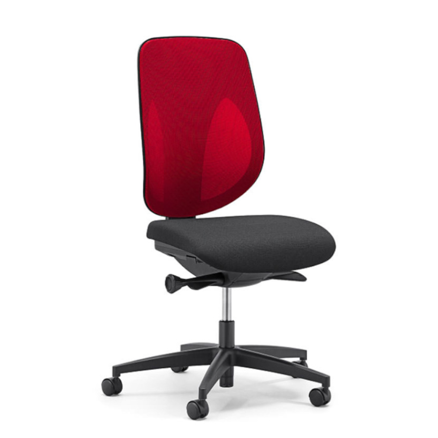 353 Drehstuhl Netzrücken rot ohne Armlehnen Vorderansicht