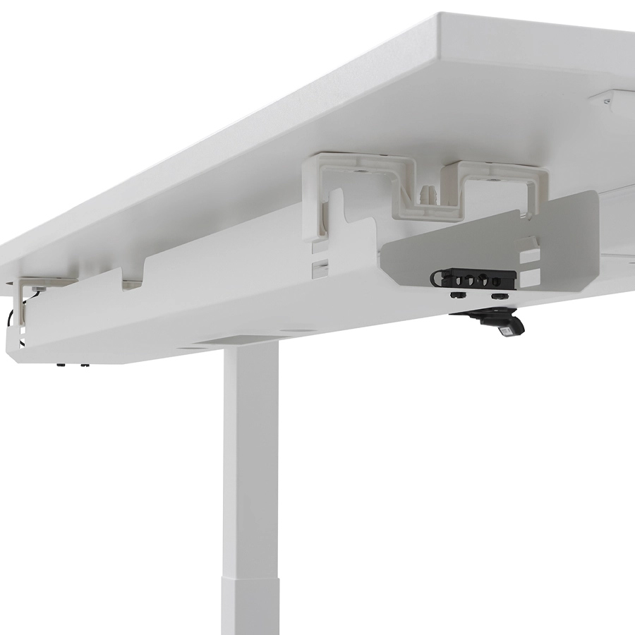 fm FOURACTION Schreibtisch | Gestell weiß | Platte weiß | Kabelwanne beidseitig abklappbar