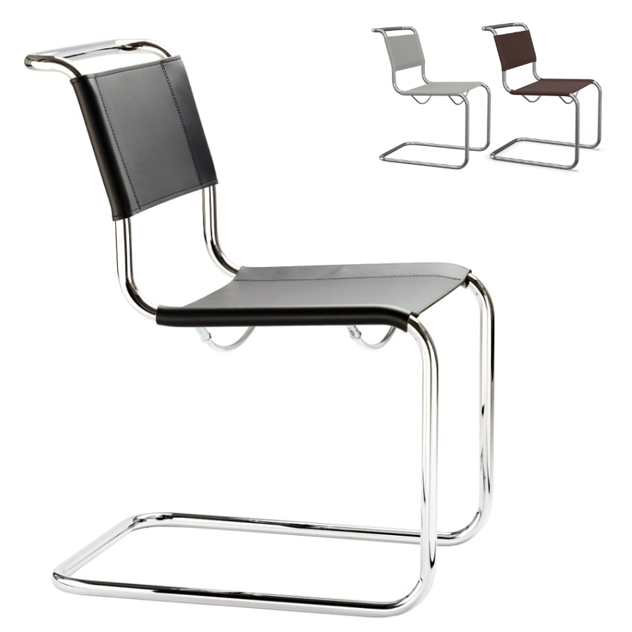 THONET Stahlrohr-Freischwinger S 33 | KONFIGURATOR | Sitz und Rücken Kernleder | Gestell chrom