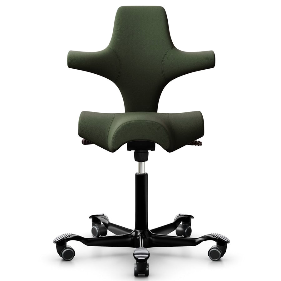 HAG Capisco 8106 Wollstoff Select Waldgrün - Gestell schwarz - Frontansicht