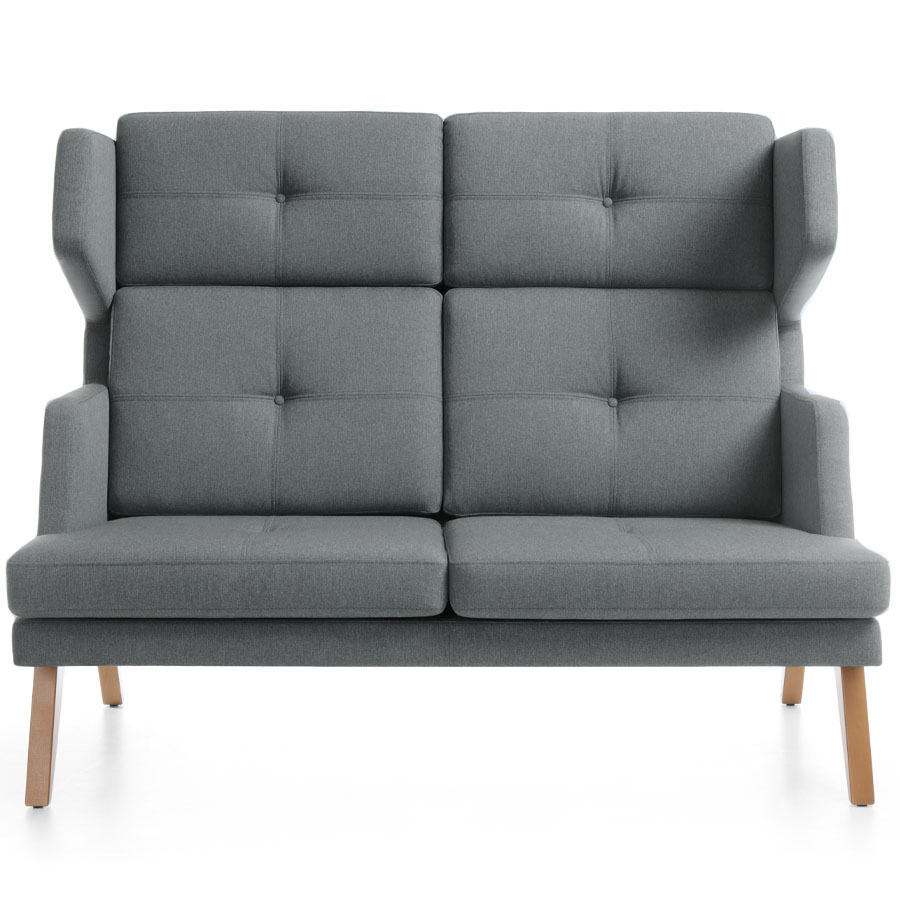 Profim October 2-Sitzer Sofa hohe Rückenlehne - Stoff Synergy LDS16 - Gestell Holz Buche