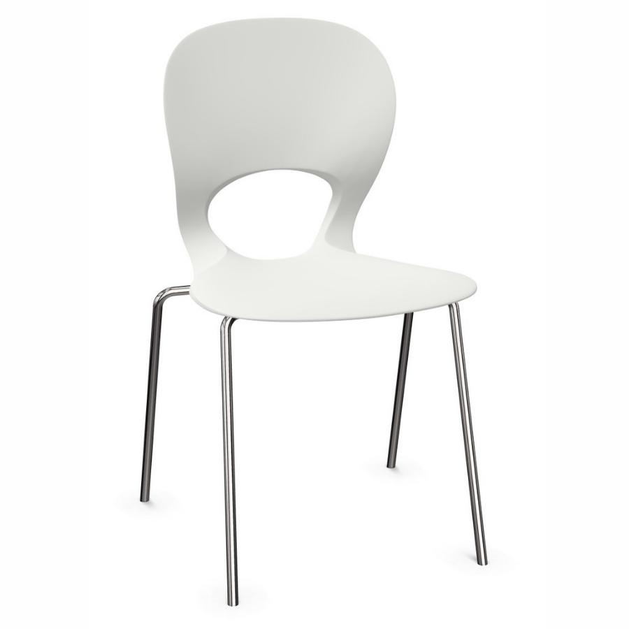 Kristalia PIKAIA Stuhl mit Vierfußgestell weiß Gestell chrom