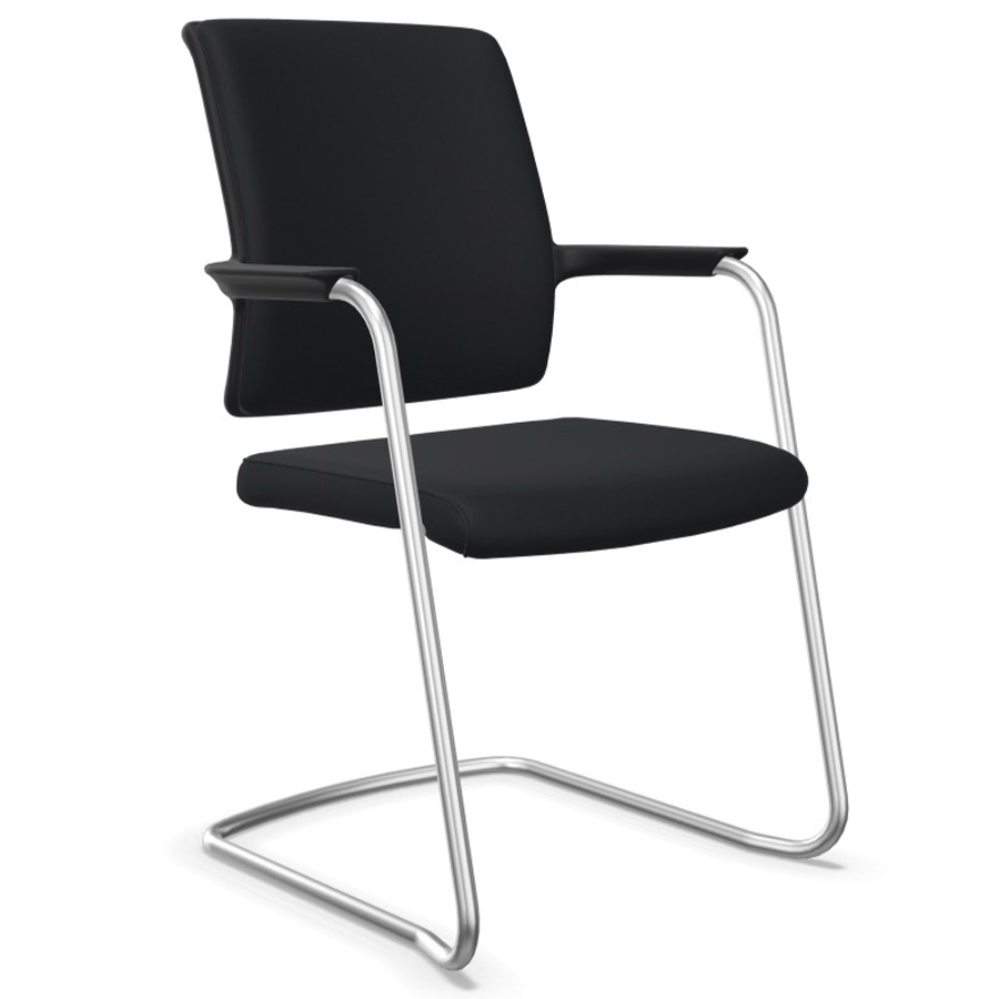 Interstuhl HERO 550H Freischwinger in Era tiefschwarz Gestell verchromt