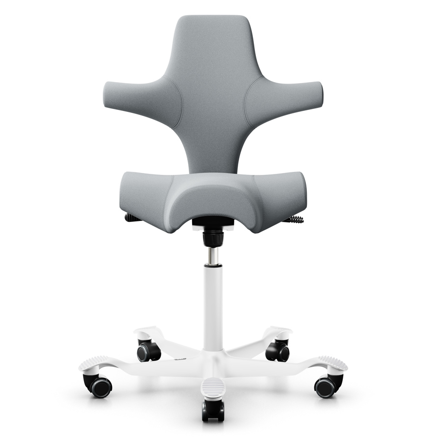 HAG Capisco 8106 hellgrau 094 mit weißem Gestell Frontansicht