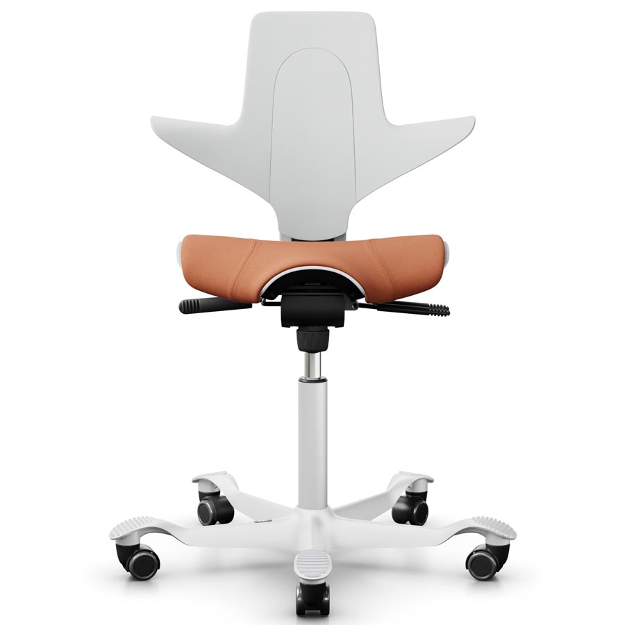 HAG CAPISCO PULS 8020 mit Sitzflächenmatte Stoff Select 63102 orange + Schale u. Gestell weiß