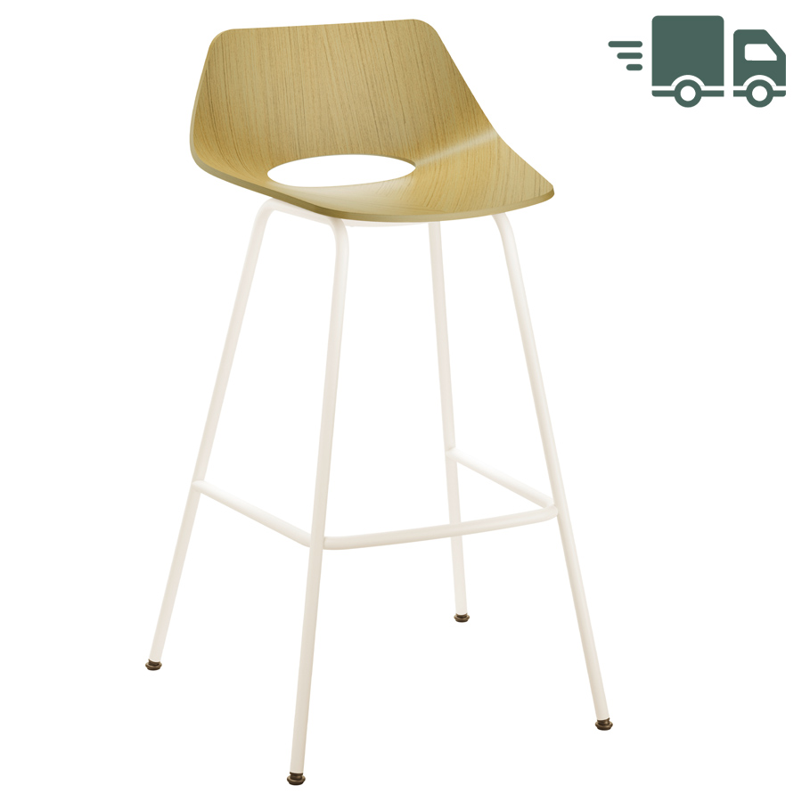 THONET S 661 H Stahlrohrhocker Edelholz Eiche - Gestell weiß