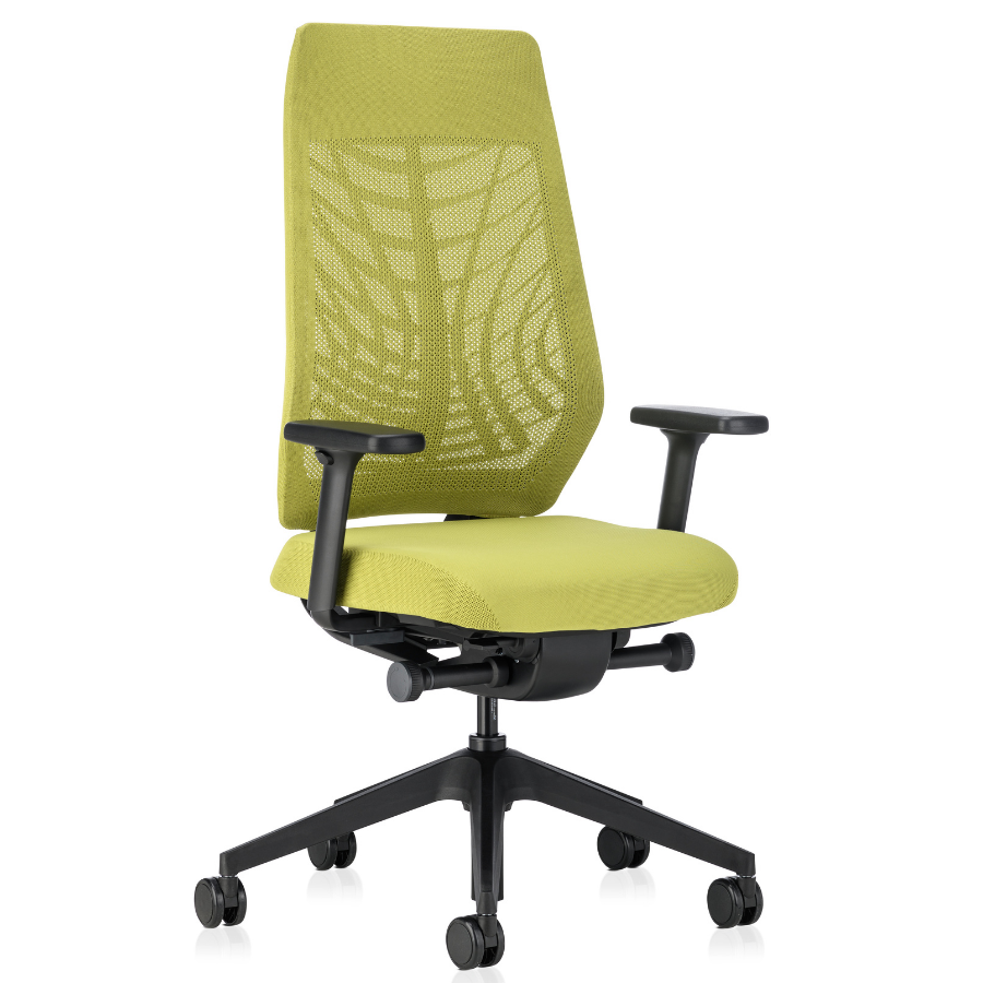 Interstuhl JOYCEis3 JC217 Bürostuhl mit Netzrücken hoch Farbe maigrün schwarz -Vorderansicht