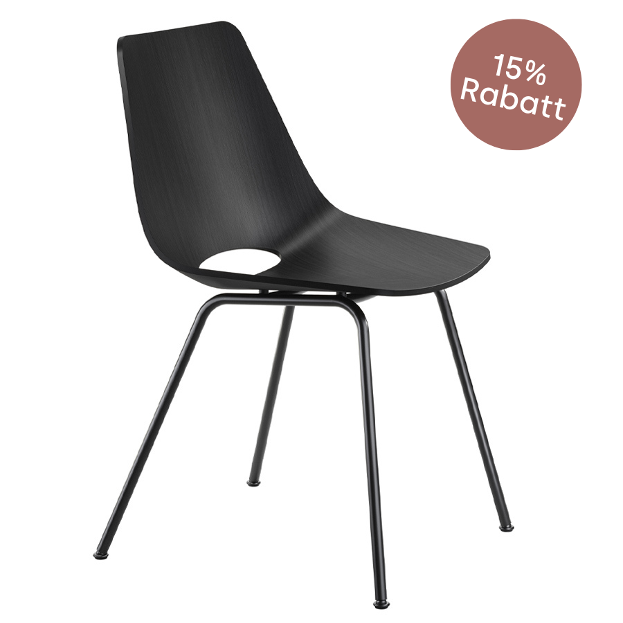 THONET S 661 Stahlrohrstuhl Edelholz Eiche schwarz - Gestell schwarz